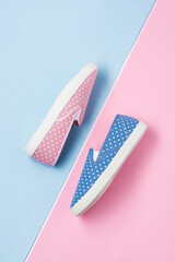 womens vans art on pink and blue backgrounds