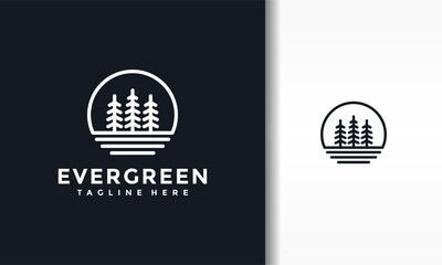 simple circle fir tree logo