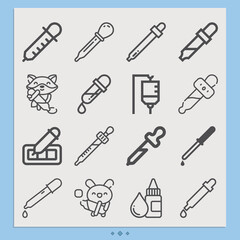 Simple set of dropper related lineal icons.