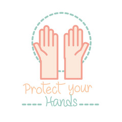 new normal, protect your hands clean frequently, after coronavirus, hand made style flat