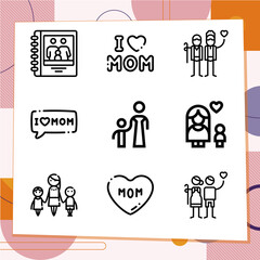 Fototapeta premium Simple set of 9 icons related to mama