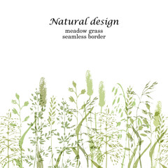 Meadow grass seamless border.