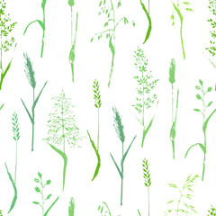 Meadow grass silhouettes seamless pattern background