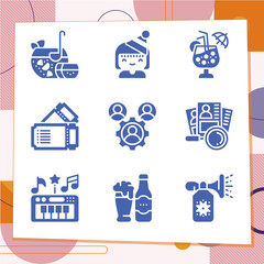 Simple set of 9 icons related to activation