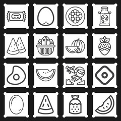 16 pack of food product  lineal web icons set