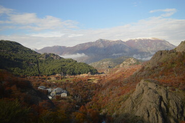 Naklejka premium Autumn hiking in the mountains and lake district of San Martin de Andes in Argentina