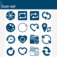 Simple set of refresh related filled icons.