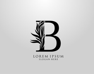 Letter B logo Nature Leaves Logo, alphabetical leaf icon.
