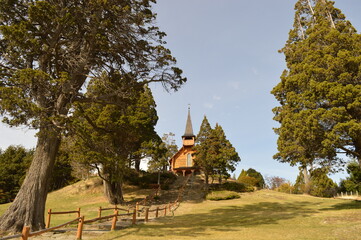 Obraz premium Hiking in the mountains and around the lakes of Bariloche and San Martin in Argentina