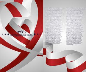 11 Nov. Greeting card with the independence day of Poland. Waving flags of Poland in the form of a heart. EPS10
