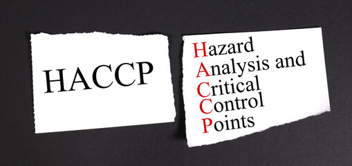 HACCP stands for Hazard Analysis and Critical Control Points, on a black background
