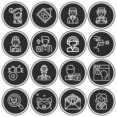 16 pack of dementia  lineal web icons set