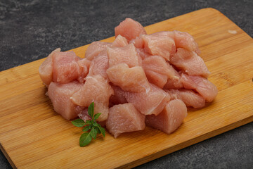 Raw diced chicken for cooking