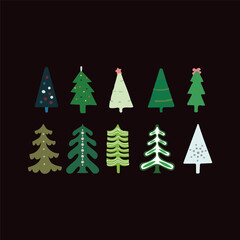 Christmas Trees Isolated Decorations. 