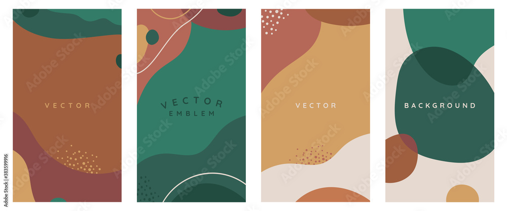 Poster Vector set of abstract creative backgrounds in minimal trendy style with copy space for text -