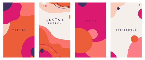 Vector set of abstract creative backgrounds in minimal trendy style with copy space for text -