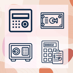 Simple set of savings bank related lineal icons