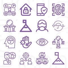 16 pack of interventions  lineal web icons set