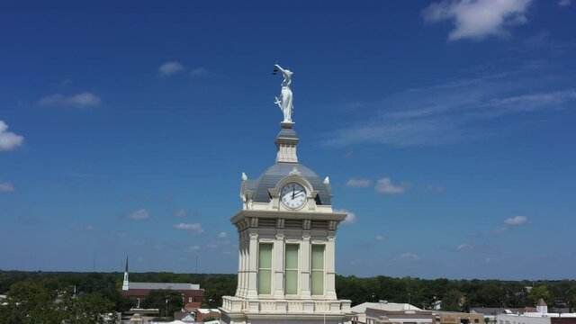 Lady Justice Statue and a Clocktower, Cameron, Texas, USA