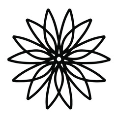 Simple mandala line art. Vector eps10. Isolated on white, round element.