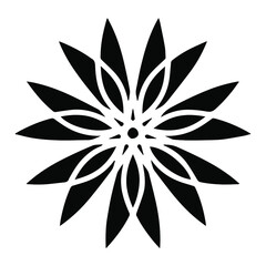 Simple mandala line art. Vector eps10. Isolated on white, round element.