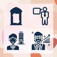 Simple set of chairman related filled icons