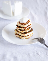 Cottage cheese pancakes from the traditional Cypriot Anari cheese with sour cream.