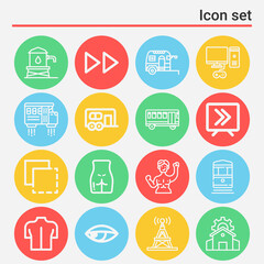 16 pack of rear  lineal web icons set