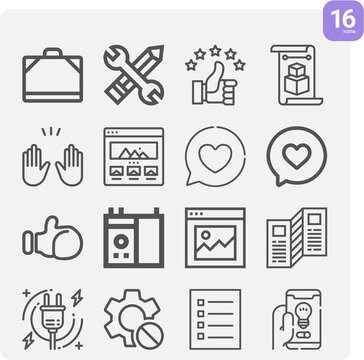 Simple set of app related lineal icons.