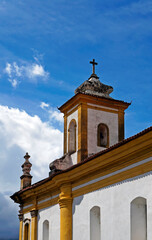 Fototapeta na wymiar Tower of baroque church in Ouro Preto, Minas Gerais, Brazil