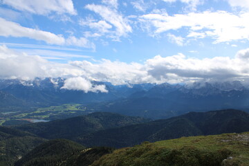 The great view from Krottenkopf Mountain, the highest summit in the Bavarian Estergebirge