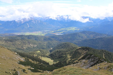 The great view from Krottenkopf Mountain, the highest summit in the Bavarian Estergebirge