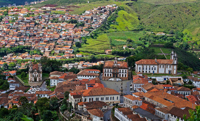 Fototapeta na wymiar Partial view of Ouro Preto, historical city in Brazil