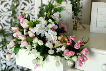 bouquet of flowers, wedding decor, tulips