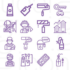 16 pack of renewal  lineal web icons set