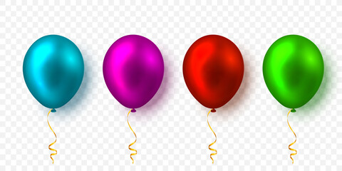 Realistic balloons with shadow. Shine helium balloon for wedding, Birthday, parties. Festival decoration. Vector illustration © Oleh