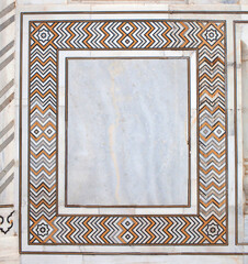 Obraz premium Details of marble surface with inlay in Taj Mahal, Agra, India