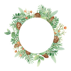 Christmas wreath in watercolor