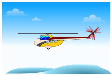 Fototapeta na wymiar 1960th cartoon helicopter