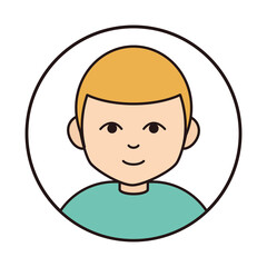 young blond boy cartoon character, round line icon