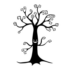 Simple illustration of monster tree Concept for Halloween day