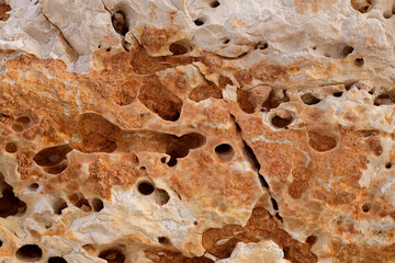 eroded weathered limestone in Mediterranean shore