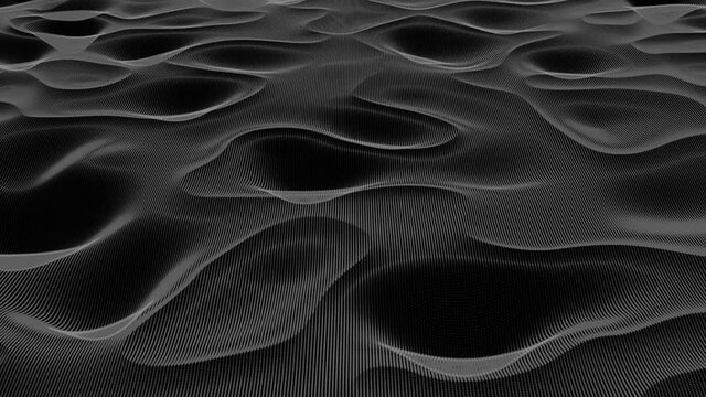 Abstrakte schwarze 3D-Wellenstruktur mit eleganten Kurven