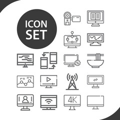 Simple set of television system related lineal icons.