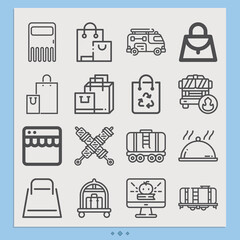 Simple set of cart related lineal icons.
