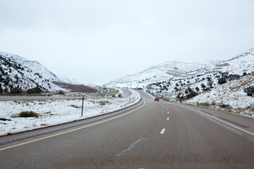 US snowing I 15 interstate snowed road in Nevada