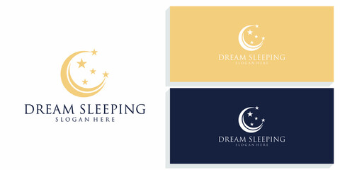 dream sleeping design logo  vector premium