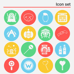 Fototapeta premium 16 pack of stiff filled web icons set