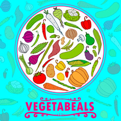 Vegetables, Food, Line and Flat Icons