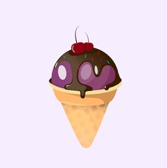 cherry ice cream illustration